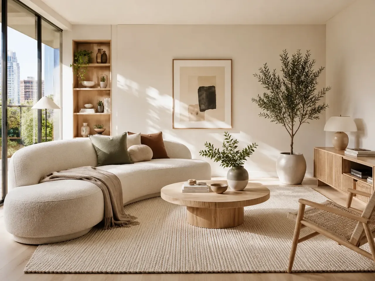 Sala contemporânea em tons naturais usada como inspiração visual